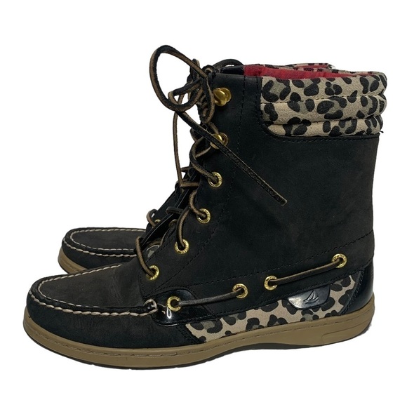 Sperry Top Sider Hikerfish Black Leopard Boots - Picture 4 of 16
